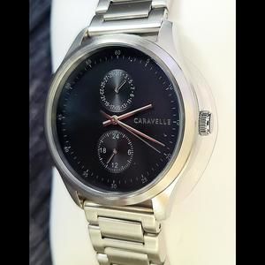 RARE Caravelle Bulova Men's Multi‎ Complications Tuxedo Black Dial NIB